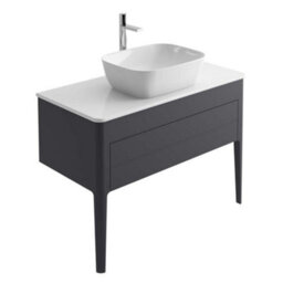 Plum&clay Sutton Blue-Grey Floor Standing Bathroom Vanity Unit With Pre-Drilled Tap Hole Worktop (W)980mm (H)700mm - thumbnail 1