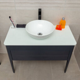Plum&clay Sutton Blue-Grey Floor Standing Bathroom Vanity Unit With Pre-Drilled Tap Hole Worktop (W)980mm (H)700mm - thumbnail 4