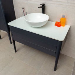 Plum&clay Sutton Blue-Grey Floor Standing Bathroom Vanity Unit With Pre-Drilled Tap Hole Worktop (W)980mm (H)700mm - thumbnail 3