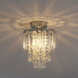 Living And Home Chrome Plated Crystal Chandelier With Teardrop Pendant, Living Room Bedroom Ceiling Light - thumbnail 3