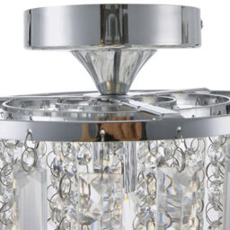 Living And Home Chrome Plated Crystal Chandelier With Teardrop Pendant, Living Room Bedroom Ceiling Light - thumbnail 6