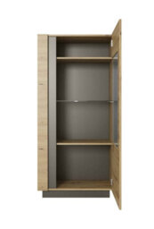 Arte Arco Contemporary Display Cabinet Hinged Door 3 Shelves Oak Artisan Effect & Graphite H1540mm W720mm D400mm - thumbnail 2