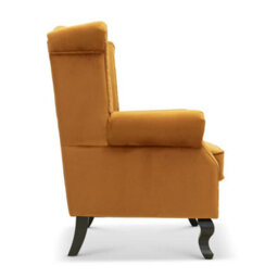 Velvet Wing Back Fireside Henley Chair Armchair With Buttons Mustard Gold - thumbnail 5