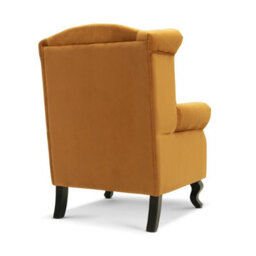 Velvet Wing Back Fireside Henley Chair Armchair With Buttons Mustard Gold - thumbnail 4