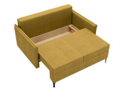 Leon Small 2 Seater Sofa Bed With Storage Bonnell Springs Loose Cushions Upholstered Back 145Cm Yellow - thumbnail 3