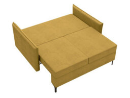 Leon Small 2 Seater Sofa Bed With Storage Bonnell Springs Loose Cushions Upholstered Back 145Cm Yellow - thumbnail 4