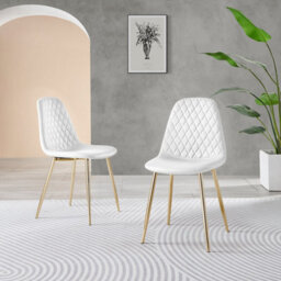 Furniturebox Uk 4 Seater Dining Set - Imperia White High Gloss Dining Table And Chairs - 4 White Corona Gold Chairs - thumbnail 5