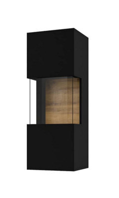 Arte Ava 07 Black Matt & Oak Wotan Wall Hung Cabinet - W360mm X H950mm X D300mm - Modern Display And Storage - image 1