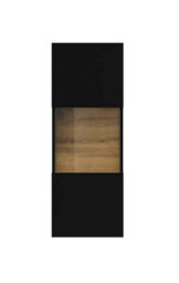Arte Ava 07 Black Matt & Oak Wotan Wall Hung Cabinet - W360mm X H950mm X D300mm - Modern Display And Storage - thumbnail 2
