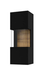 Arte Ava 07 Black Matt & Oak Wotan Wall Hung Cabinet - W360mm X H950mm X D300mm - Modern Display And Storage - thumbnail 1