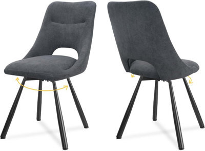 Longtoo Dining Chairs Set Of 2, 360 Degrees Swivel Kitchen Chairs, Ergonomic Upholstered Chair With Metal Legs, Dark Grey - image 1