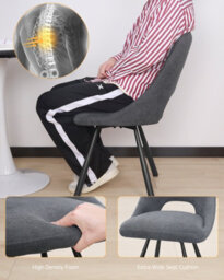 Longtoo Dining Chairs Set Of 2, 360 Degrees Swivel Kitchen Chairs, Ergonomic Upholstered Chair With Metal Legs, Dark Grey - thumbnail 6
