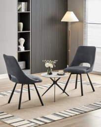 Longtoo Dining Chairs Set Of 2, 360 Degrees Swivel Kitchen Chairs, Ergonomic Upholstered Chair With Metal Legs, Dark Grey - thumbnail 7