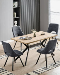 Longtoo Dining Chairs Set Of 2, 360 Degrees Swivel Kitchen Chairs, Ergonomic Upholstered Chair With Metal Legs, Dark Grey - thumbnail 2