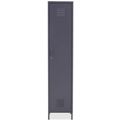 Orsina Compact Grey Tall One Door Locker, Lockable Design One Door Locker For Bedroom, Versatile Sleek Legs Locker - image 1