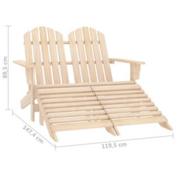 Berkfield 2-Seater Garden Adirondack Chair & Ottoman Fir Wood - thumbnail 8