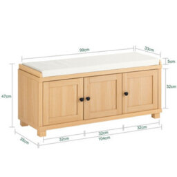 Sobuy Fsr188-N, Hallway Storage Bench Shoe Bench Shoe Cabinet With Seat Cushion, Wood Veneer,w104Xd35Xh47 - thumbnail 3