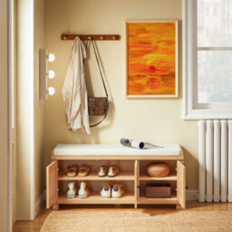 Sobuy Fsr188-N, Hallway Storage Bench Shoe Bench Shoe Cabinet With Seat Cushion, Wood Veneer,w104Xd35Xh47 - thumbnail 9