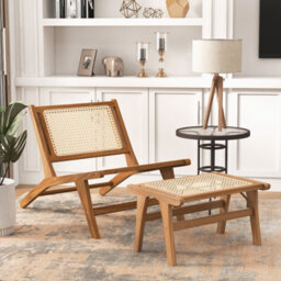 Gainoom Ottoman Footstool Natural Teak Wooden Foot Rest - thumbnail 4