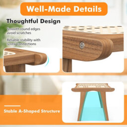 Gainoom Ottoman Footstool Natural Teak Wooden Foot Rest - thumbnail 7