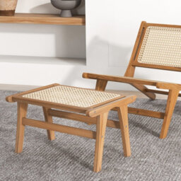 Gainoom Ottoman Footstool Natural Teak Wooden Foot Rest - thumbnail 3