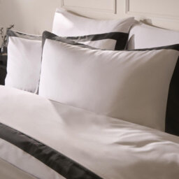 Ohs Contrast Border Microfibre Bedding Set Duvet Cover With Pillowcase, White/charcoal - Super King - thumbnail 3