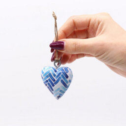 Serenityy Small Decor Wood Heart - Blue Stripes, Small Gloss Printed Wooden Heart For Crafts And Home Accents - thumbnail 2