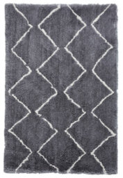 Grey/cream Shaggy Handmade Luxurious Modern Geometric Rug For Living Room And Bedroom-120Cm X 170Cm - thumbnail 8