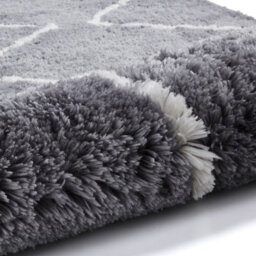 Grey/cream Shaggy Handmade Luxurious Modern Geometric Rug For Living Room And Bedroom-120Cm X 170Cm - thumbnail 7