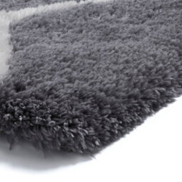 Grey/cream Shaggy Handmade Luxurious Modern Geometric Rug For Living Room And Bedroom-120Cm X 170Cm - thumbnail 5