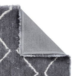 Grey/cream Shaggy Handmade Luxurious Modern Geometric Rug For Living Room And Bedroom-120Cm X 170Cm - thumbnail 2