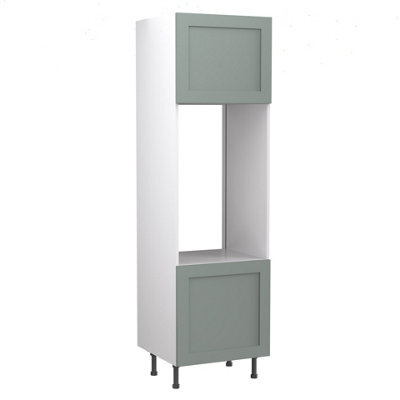 Kitchen Kit Sage Green Matt Shaker Door Oven (Double) Housing Tall Unit Cabinet Soft Close Drawers Flatpack - 600X2120mm - image 1