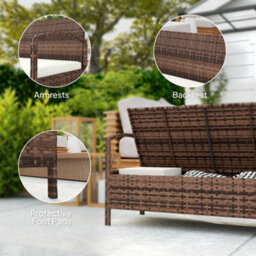 Outsunny Rattan Garden Bench W/ 125L Storage, Cushioned Outdoor Bench, Brown - thumbnail 7