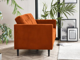 Furniturebox Jenna 3 Seater Burnt Orange Velvet Sofa With Solid Wood Frame - thumbnail 4