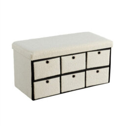 Cream Ottoman 6 Drawer Storage Chest Furniture Fabric Folding Sturdy Space Saving - thumbnail 6
