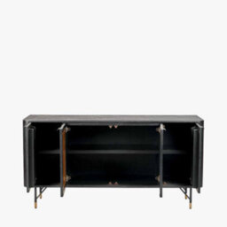 Pacific Lifestyle 4 Door Rattan Sideboard With Black Acacia Wood And Natural Tv Unit - thumbnail 4