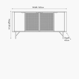 Pacific Lifestyle 4 Door Rattan Sideboard With Black Acacia Wood And Natural Tv Unit - thumbnail 6