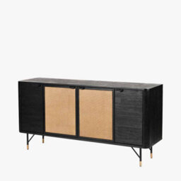 Pacific Lifestyle 4 Door Rattan Sideboard With Black Acacia Wood And Natural Tv Unit - thumbnail 3
