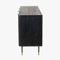 Pacific Lifestyle 4 Door Rattan Sideboard With Black Acacia Wood And Natural Tv Unit - thumbnail 5