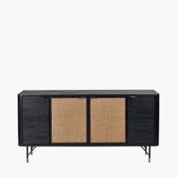 Pacific Lifestyle 4 Door Rattan Sideboard With Black Acacia Wood And Natural Tv Unit - thumbnail 2