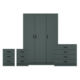 Lassic Vida Designs Riano 4 Piece Bedroom Set (3 Drawer Bedside Chest, 4 Drawer Chest, 3 Door Wardrobe), Green - thumbnail 8