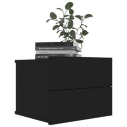 Berkfield Bedside Cabinet Black 40X30X30 Cm Engineered Wood - thumbnail 3