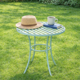 Melody Maison Ornate Metal Sage Green Round Garden Table & Set Of 2 Ornate Garden Chairs - thumbnail 5