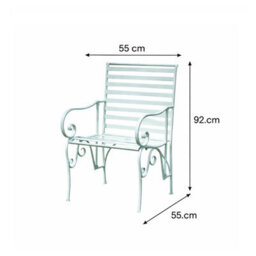Melody Maison Ornate Metal Sage Green Round Garden Table & Set Of 2 Ornate Garden Chairs - thumbnail 8