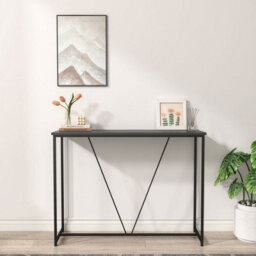 Urbn-Living Urbnliving 100Cm Width Black Wooden Console Table Living Room Slim Display Shelf Hallway Entryway Furniture - thumbnail 4