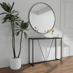 Urbn-Living Urbnliving 100Cm Width Black Wooden Console Table Living Room Slim Display Shelf Hallway Entryway Furniture - thumbnail 3