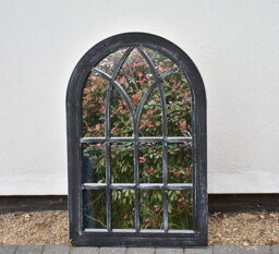 Biznest Black Rustic Window Soho Style Mirror Hallway Vanity Wall Elegant Vintage Style 76X51Cm - thumbnail 1