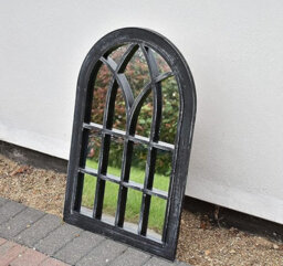 Biznest Black Rustic Window Soho Style Mirror Hallway Vanity Wall Elegant Vintage Style 76X51Cm - thumbnail 2