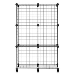 Black 6 Cube Interlocking Storage Unit Metal Wire Mesh Multifunctional