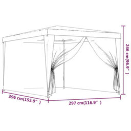 Berkfield Party Tent With 4 Mesh Sidewalls Anthracite 3X4 M Hdpe - thumbnail 7